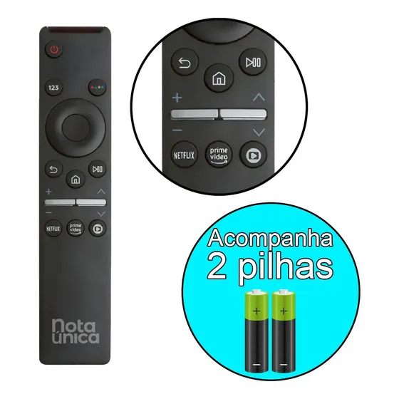 Controle Remoto Para Smart Tv Samsung 4k Com Pilhas Preto