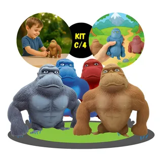 Kit 4 Gorila Indestrutível Esmaga Boneco Macaco Kong Estica