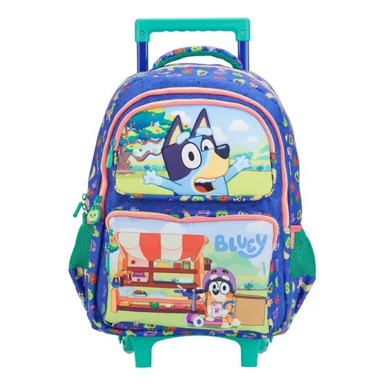 Mochila de Rodinhas Escolar Xeryus 15560 Bluey com Desenho de Personagens Azul