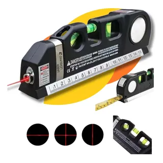 Nível Laser Profissional 3 Linhas com Trena 2,5m Régua 6 Pol Level Pro3 Multifuncional Horizontal Vertical Cruz Alta Precisão para Pedreiro Marceneiro Instalação Quadros Azulejos Obras Reformas