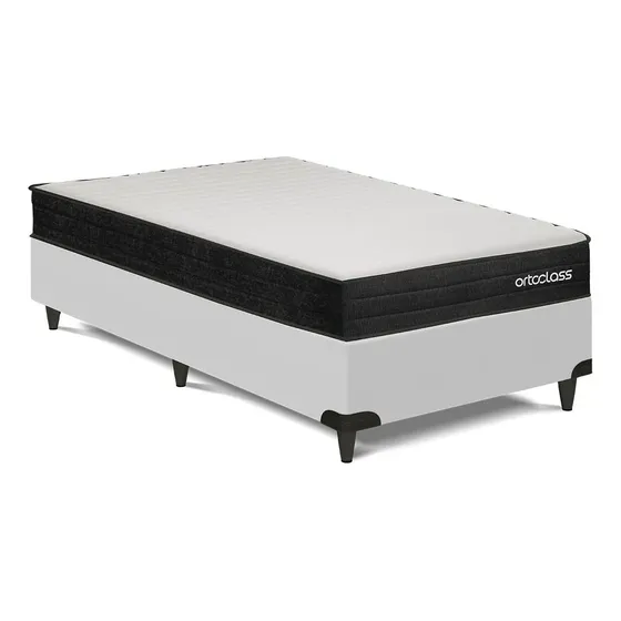 Cama Box E Colchão Poli D45 Ortoclass - Solteiro(88x188) Branco
