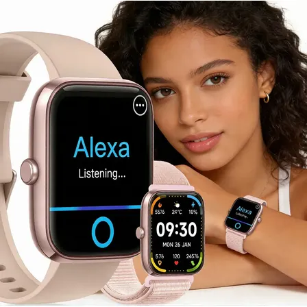 Relógio Inteligente Smartwatch Alexa Chamadas NOVANTE Masculino Feminino Esportivo IP68 Bluetooth Notificações Instantâneas Tela Hd 1.83 300mAh 10Dias Monitor Cardíaco Spo2 Sono Ecg Pagamento Offline