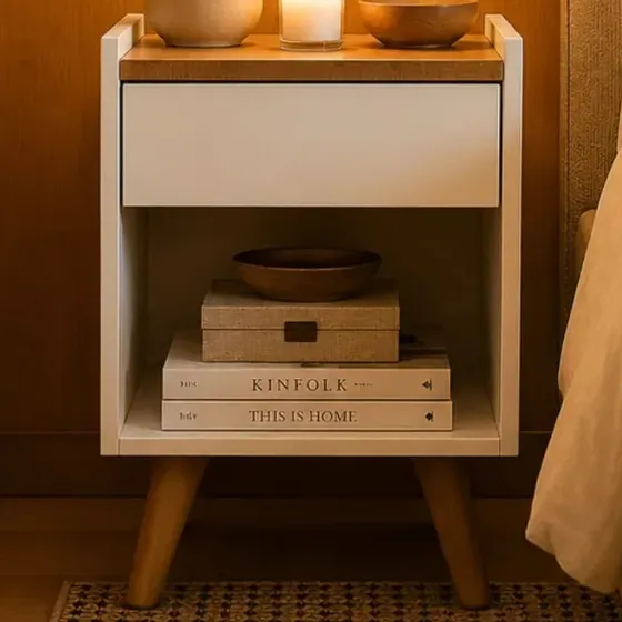 Mesinha De Cabeceira Lateral Retro Luxo Branco Fosco Gaveta