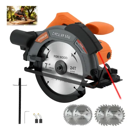 Serra Circular Elétrica 185mm 1650w Com Guia Laser Aitoolzo Laranja 127v