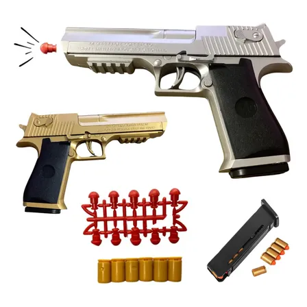 Arma De Brinquedo De Disparo Contínuo Pistola Ejeção Dourada