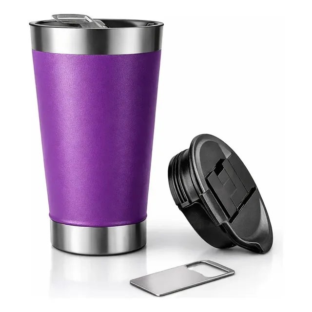 Copo Térmico Lurabel 473 mL Aço Inox Parede Dupla Roxo
