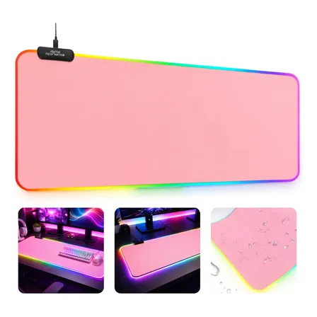 Mouse Pad Gamer Led Rgb 80x30cm Extra Grande 11 Modos Iluminação Led Profissional Speed Cor Rosa Digital Informática