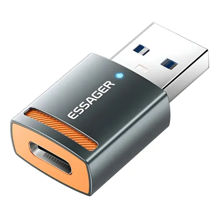 Adaptador Conversor Usb 3.0 Macho Para Usb Tipo C Cor Cinza Essager