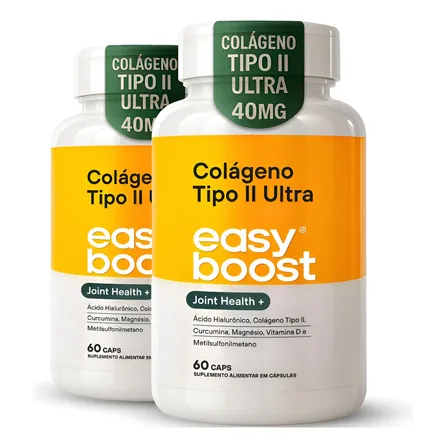 Colágeno Tipo 2 Ultra Easy Boost + Msm + Ácido Hialurônico + Vitamina D3 + Magnésio + Curcumina 60 Cápsulas Kit 2x Sem Sabor