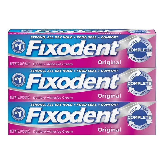 Kit 3 Fixodent Original 68g Creme Adesivo Para Prótese Dentária