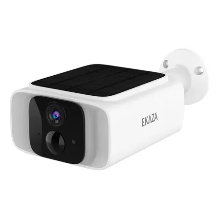 Câmera De Segurança Inteligente Solar Wifi Ekaza 3mp 2k Ip65 Visão Noturna Áudio Bidirecional App Branco