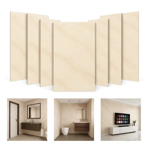 Kit 40 Placa Adesiva Mármore Auto Colante Vinílica 30x60 Cm 3d Cor Bege Marca Hibo