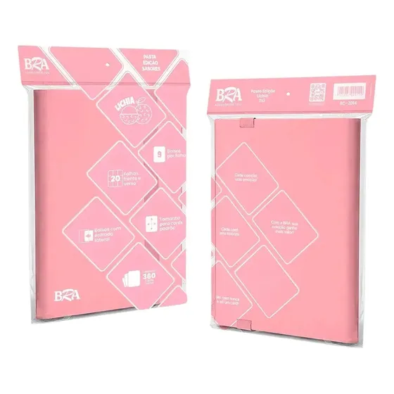 Pasta Para Cards Bra 3x3 Edição Sabores 360 Cards Lichia Rosa