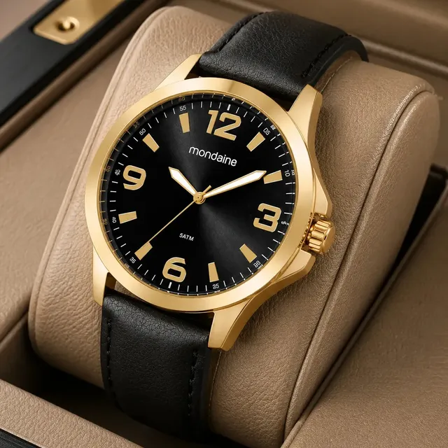 Relógio Mondaine Masculino Couro Social Premium 99774gpmvdh1 Preto Dourado