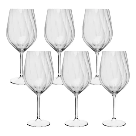 Jogo 6 Taças Crex De Vinho Crex Optic Cristal 480ml Wolff Transparente