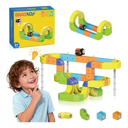 Brastoy Bloco grande de montar infantil Trem Magnético Anti-gravidade 62 Peças STEM Trilho Auto Fixo blocos magnéticos Modelo 2026