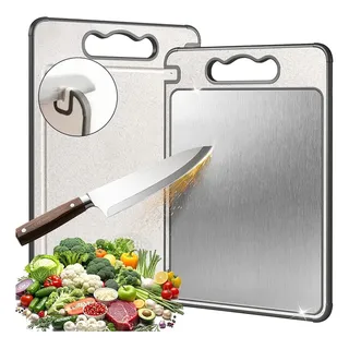 Tábua de Corte Retangular em Aço Inox com Canaleta e Antiderrapante