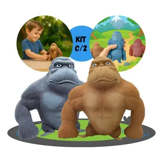 Kit 2 Gorila Indestrutível Boneco Macaco Kong Estica Esmaga