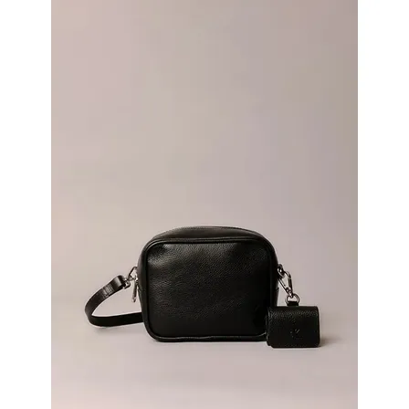 Bolsa Camera Bag Calvin Klein Chaveiro Preto Lisa Níquel