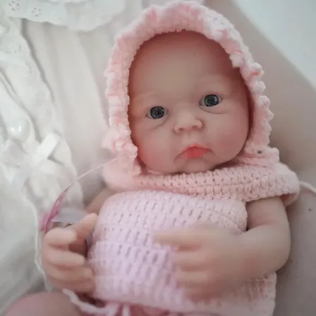 Brastoy Bebê Reborn Boneca Menina 35cm Silicone Sólido Lavável Super Realista Olhos Abertos Acompanha Todos Os Acessórios