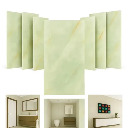 Kit 20 Placas Adesiva Mármore 3d Auto Colante Parede 60x30 Cor Verde Lumier Marca Hibo