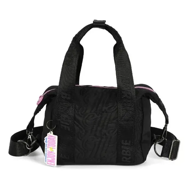 Bolsa Bucket Pequena Transversal Náilon Matelasse Barbie Preto