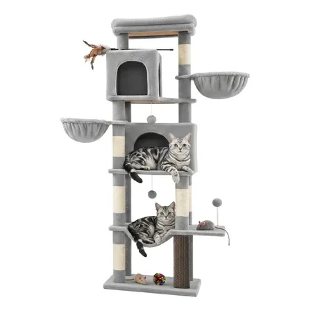 Arranhador Para Gatos Grande, Torre De Gato Com 2 Cestos Cinza