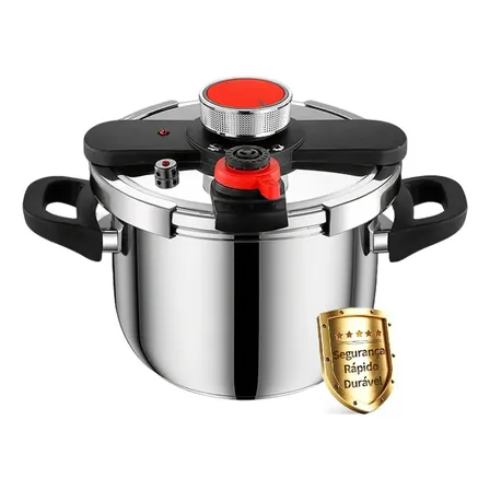 Panela De Pressão Em Aço Inoxidável Com Três Configurações 6l Inox Prateado