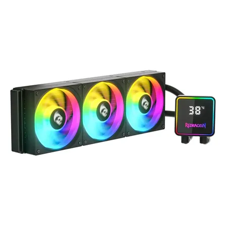 Water Cooler Redragon 360mm Preto Com Argb E Display, Para Intel E Amd