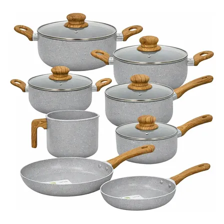 Jogo De Panelas Antiaderente Cerâmica Sahara Grey 8 Peças Cinza