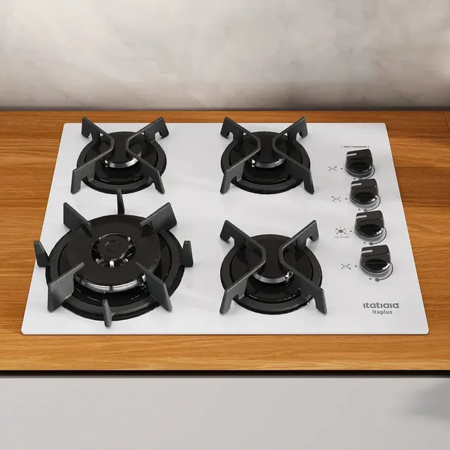 Cooktop Itaplus 4 Bocas Mesa De Vidro E Tripla Chama Branco 127/220v