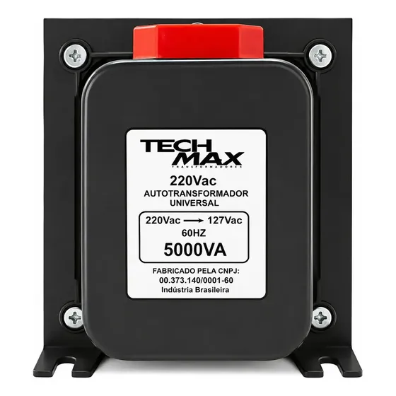 Transformador 110-220 Volts Para Ar Até 12000 Btus Max+ Potência 5000va Bivolt Geladeira Microondas Air Fryer Impressora Brother Preto