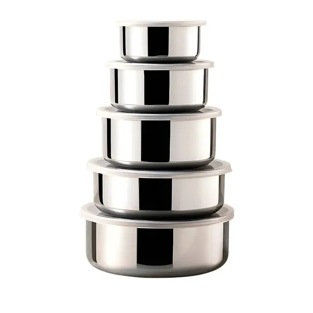 Kit 5 Potes Aço Inox E Planeta Tech 10cm/12cm/14cm/16cm/18cm