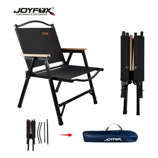 Cadeira de Camping Dobrável Joyfox Kermit G de Aço com Braço de Madeira para Acampamento e Praia