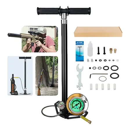 Bombas De Ar Manuais 4 Estágios 6000psi Com Filtro Monwo Para Airsoft E Pcp Preto