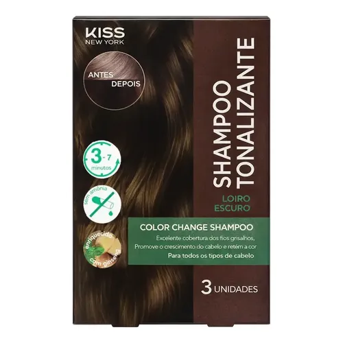 Shampoo Tonalizante Kiss Color Change para Cabelo Loiro Escuro