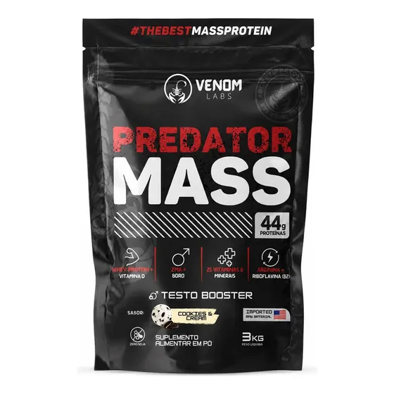 Hipercalórico Predator Mass 3kg (44g Proteínas) Venom Labs Sabor Cookies And Cream