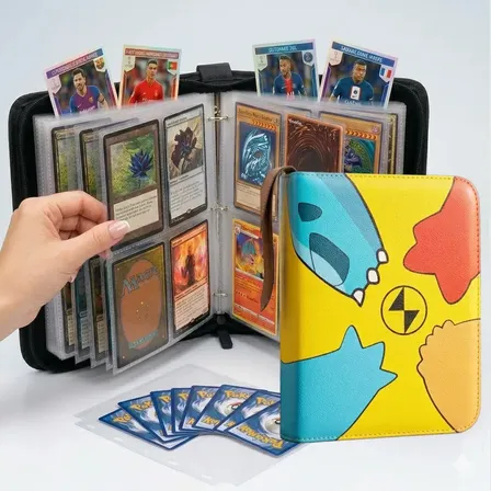 400 Cards Album Pasta Fichario Pokemon Com Ziper Amarelo