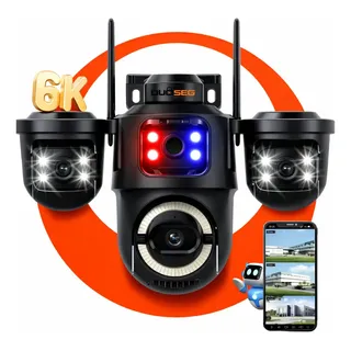 Câmera Wifi Ip66 Full Hd 3lens Icsee Com Áudio E Detecção Preto