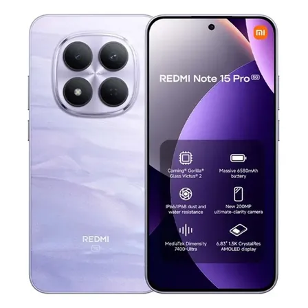 Celular Xiaomi Redmi Note 15 Pro 5g 256gb - Versão Global - Lilás