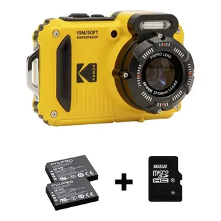 Kodak Pixpro Wpz2 Bundle Yellow: 2 Baterias + Cartão 16gb Amarelo