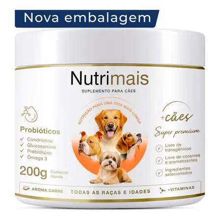 Suplemento Cães Pele Sensível Queda de Pelos Pele e Derme Nutrimais Probióticos 200g