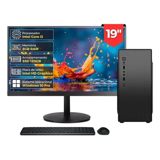 Computador Completo Intel Core I3, 8gb Ram, Ssd 120gb, Monitor Led 19 Hdmi, Windows 10 Pro - 2eletro Lite Cd2e-li106 120 Gb 8 Gb Chipset Intel Hd Graphics
