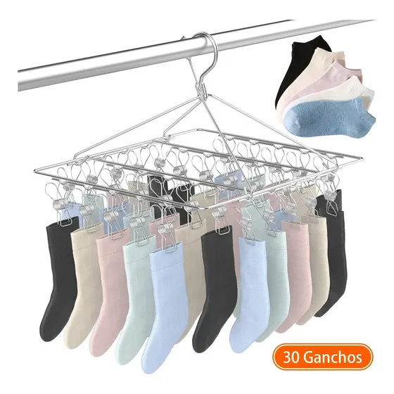 Varal Portátil Primeware de Aço Inoxidável com 30 Ganchos Para Meias e Roupas Íntimas