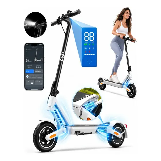 Gm5 P5 Patinete Elétrico Adulto Dobrável, Eletrica Scooter Juvenil, Com Aplicativo Bluetooth, 500w-30 Km/h-25 Km, 3 Modos De Velocidade, Com Suspensão, Freio Duplo Seguro, Com Cinza