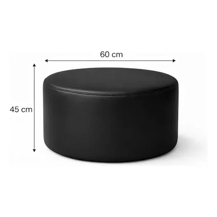 Puff Modelo Redondo E Orgânico Para Descanso Decoração Banco Sala De Espera Estúdio Recepção Loja Em Tecido Courino Preto - Hajstore