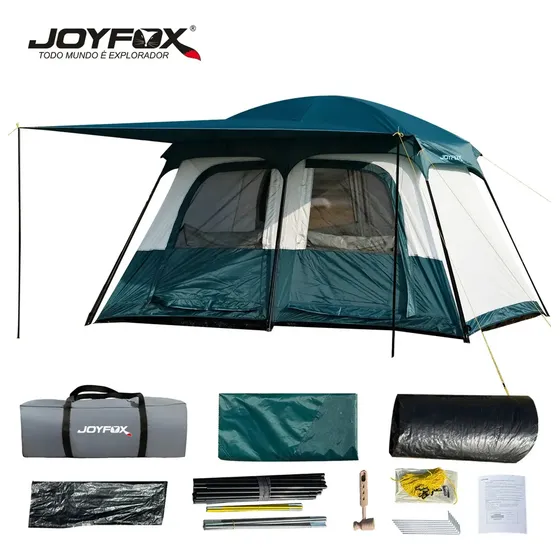 Joyfox Barraca Camping Acampamento 5-8 Pessoas 320*210*180cm Impermeavel Acampamento Barraca Tecido Oxford Verde