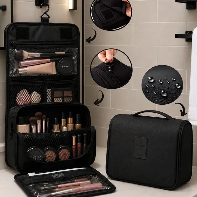 Necessaire Gancho Bolsa Dobrável Organizadora Viagem Necessaire Unissex Dobravel Higiene Mala Com Divisórias Cabide... Lisa