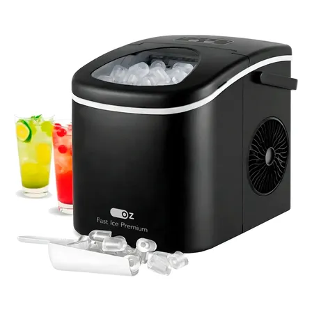 Máquina Fabricadora De Gelo Turbo Ice Mg1500 Oz 13kg Portátil Eficiente Limpeza Automática Com Pá E Cesto Premium