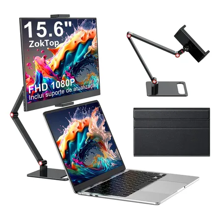 Monitor Portátil Zoktop 15.6 Full Hd Ips Com Vesa E Suporte Ajustável Preto 220v